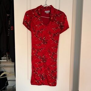 Yeah of the horsElegant Red Floral Dress